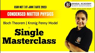 CMP  Bloch Theorem  Kronig Penny Model  Condensed Matter Physics Part30 [upl. by Sellers]