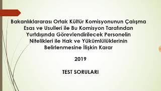 Bakanlıklararası ortak Kültür komisyonunun çalışma esas ve usulleri test soruları [upl. by Ataymik]