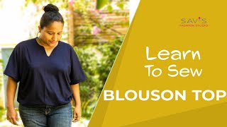 Class67 How to Cut amp Sew stylish BLOUSON with extended sleeves  summer wear easy for beginners [upl. by Baum]