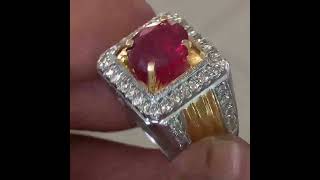 cincin perak Batu ruby mozambiq berat 298 cerat Keliling berlian eropa 48 biji berat 076 carat [upl. by Gaylene232]