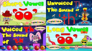 Digraphs Mix  Short Vowel oo  Unvoiced th  Voiced th  Long Vowel oo  Compilation [upl. by Hamner860]