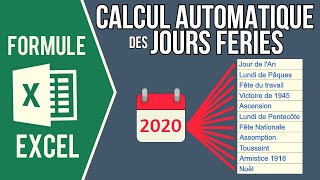 EXCEL  CALCUL AUTOMATIQUE DES JOURS FÉRIÉS EN FONCTION DE LANNÉE SAISIE [upl. by Llyrrad]