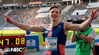 Karsten Warholm breaks Berlin 400 meter hurdles record  NBC Sports [upl. by Nycila93]