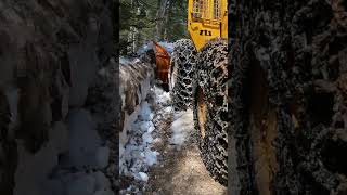 Skidder LKT with snowplow snowplowing skidder forestercroatia [upl. by Annat]