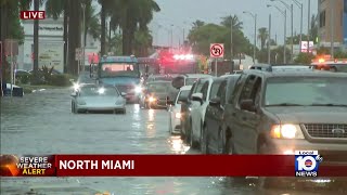 Traffic snarled drivers ignore laws amid flooding in North Miami [upl. by Narayan612]