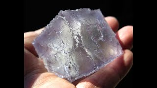 Sharp edge translucent Fluorite crystal cube Elmwood mine Tennessee Small cabinet [upl. by Notsrik]