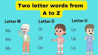 Two letter words from A to Z 2 letter words A to Z English 2 letters words English words for kids [upl. by Zawde]