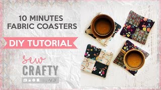 How to make fabric coasters in 10 minutes  easy and fun sewing tutorial  Sew Crafty by AGF [upl. by Annekcm]