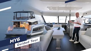 MY6 Walkthrough An extremely spacious flybridge Motor Yacht  By Fountaine Pajot [upl. by Clothilde472]