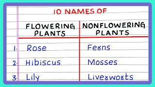 FLOWERING AND NONFLOWERING PLANTS  5  10 NAMES OF FLOWERING AND NONFLOWERING PLANTS [upl. by Malca246]