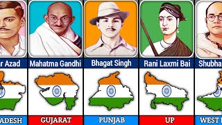 All Freedom Fighters Of India And Their Birth State [upl. by Eemyaj]