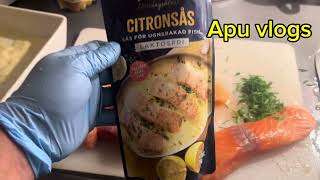 Salmon fish recipe food Apu vlogs [upl. by Enttirb]