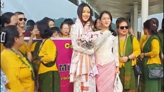 Miss India Arunachal Tadu Lunia returns with 2 sub titles and receives a grand welcome home [upl. by Venetia]