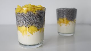 MANGO COCONUT CHIA PUDDING 🥭Easy quick amp healthy dessert [upl. by Kalie923]