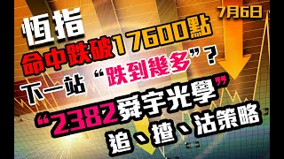 港股速報 恆指命中跌穿17600點｜下一站跌到幾多？｜2382舜宇光學追、揸、沽策略｜700騰訊｜9988阿里巴巴｜3690美團｜恒生指數港股｜7月8日 [upl. by Ignacia]