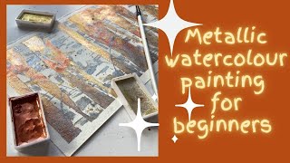 Metallic watercolour painting for beginners  birch trees [upl. by Abdu691]