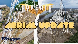 Hyperia  Thorpe Park Resort Aerial Update March 2024 [upl. by Anaibib]