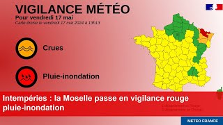 Intempéries  la Moselle passe en vigilance rouge pluieinondation [upl. by Eiveneg]