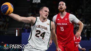 Lithuania knocks out Poland in mens 3x3 basketball playin game  Paris Olympics  NBC Sports [upl. by Fosque823]