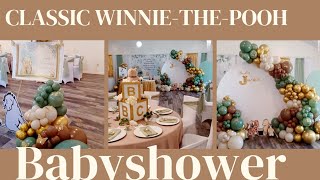 Classic WinniethePooh Babyshower balloon backdrop and table setup decorate idea balloons [upl. by Annia]