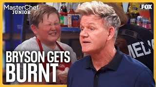 Chef Burns His Hand During Team Cooking Challenge  MasterChef Junior [upl. by Neddra]