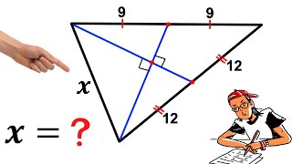 Math Olympiad  Find missing side length X of the triangle  Centroid and Medians  math maths [upl. by Cirda]