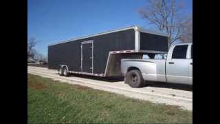 36 ENCLOSED GOOSENECK TRAILER RACE CAR HAULER LOOK INSIDE Sold but we have more [upl. by Anaibib]