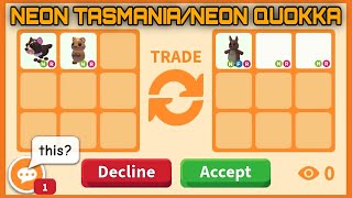 🔥✨ TRADING NEW NEON TASMANIA DEVIL AND NEON QUOKKA MASSIVE WINS AND OVERPAY OFFERS in adoptme [upl. by Pomfrey651]