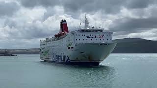 MV Stena Europe Approaches Fishguard Port 12723 [upl. by Aerbma]