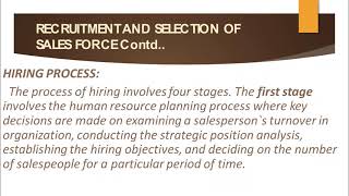 Recruitment and Selection of Sales force [upl. by Eliam]