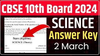 Cbse Board 10th Science Paper Solution 2024 Class 10 Cbse Board Exam 2024 Science Paper Answer Key [upl. by Nnahgaem]