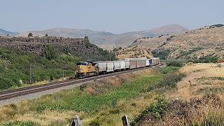 Oddball 1x2 Union Pacific freight in Portneuf river canyon near McCammon ID  72224 [upl. by Meehyr]