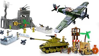 How to Build Amazing Lego WW2 Military Sets  Sluban DDay tank Sherman Hawker Hurricane [upl. by Rajewski970]