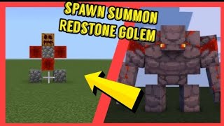 spawn summon redstone golem in Minecraft pe commands block addon [upl. by Landahl]