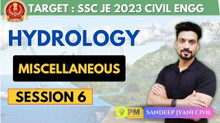 Day 6  Miscellaneous Hydrology  SSC JE 2023 PAPER 1  SANDEEP JYANI CIVIL [upl. by Darnell]