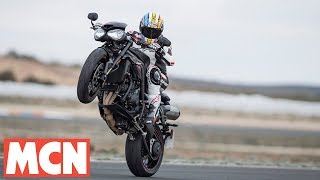 Triumph Speed Triple RS  First Rides  Motorcyclenewscom [upl. by Amhser301]