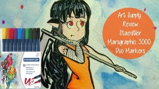 ART SUPPLY REVIEW  Staedtler Marsgraphic 3000 Duo  Watercolor Illustration [upl. by Dagna]