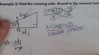 Notes YUHSDMAT20142 B  Using Trig to Calculate Sides [upl. by Pollock]