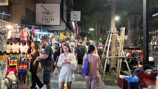 Walking Bangkok Silom at Night  Restaurants Night Market Malls [upl. by Ainirtac624]