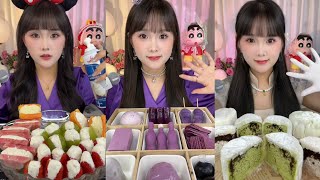 87Pretty girl is eating purple🟣dessert🎂 armsugar candy🍬jelly fruit banana kingcrabmukbang apple [upl. by Annehs]