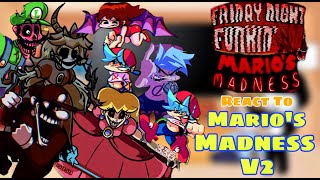 Fnf React To Marios Madness V2 FULL WEEK  Cutscenes Mario 85MXMarioEXE Part 1 [upl. by Jarl]