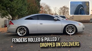 2003 Honda Accord Fenders Rolled amp Pulled  Coilovers Install [upl. by Manda]