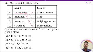 Match ListI with ListII ListI ListII A F1 Particles I Chromosomes B Histones II Cilia C Axoneme [upl. by Janeta673]