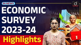 Economic Survey 202324 Nirmala Sitharaman InNews  Drishti IAS English [upl. by Ahsenod44]