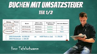 Buchen mit Vorsteuer und Umsatzsteuer  Einfach erklärt mit TKonten und Buchungssätzen [upl. by Nsaj91]