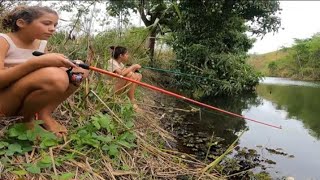 PESCA CAIPIRA COM A ISCA DE SALSICHA [upl. by Haikezeh]