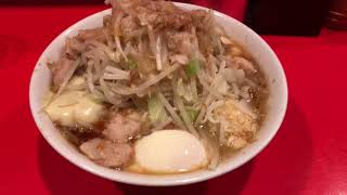 【ラーメン二郎全店制覇】ラーメン二郎 府中店  ブタ入り小ラーメン  ニンニクアブラ  温泉卵  スライスチーズ2枚 [upl. by Meeks]