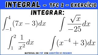 Exercícios de integração imediata Questões 1 a 4  Cálculo Integral [upl. by Eresed945]