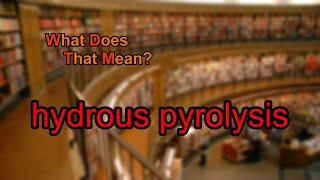 What does hydrous pyrolysis mean [upl. by Berthold]