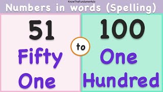 Fifty one to hundred spelling  Number names 51 to100  numbers in words 51 to 100  count 51 to 100 [upl. by Sergeant]